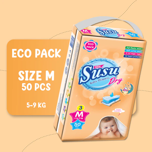 NEW SUSU DRY (M)-50PCS WITH FREE WIPES