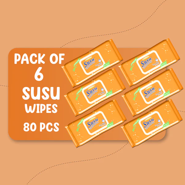 LID OPEN PACK 80'S SUSU WIPES BUNDLE PACK OF 6 PKS