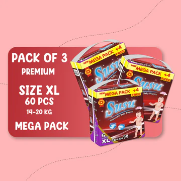 SUSU MEGA PREMIUM (XL)-60 PCS BUNDLE PACK OF 3