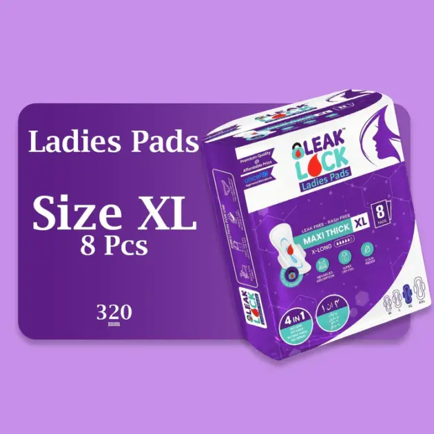 LEAK LOCK LADIES PADS (XL). 8 PCS