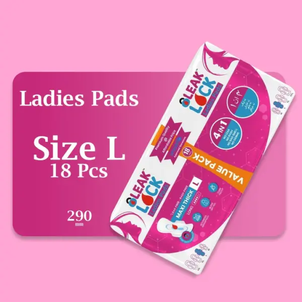 LEAK LOCK LADIES PADS (L). 18 PCS