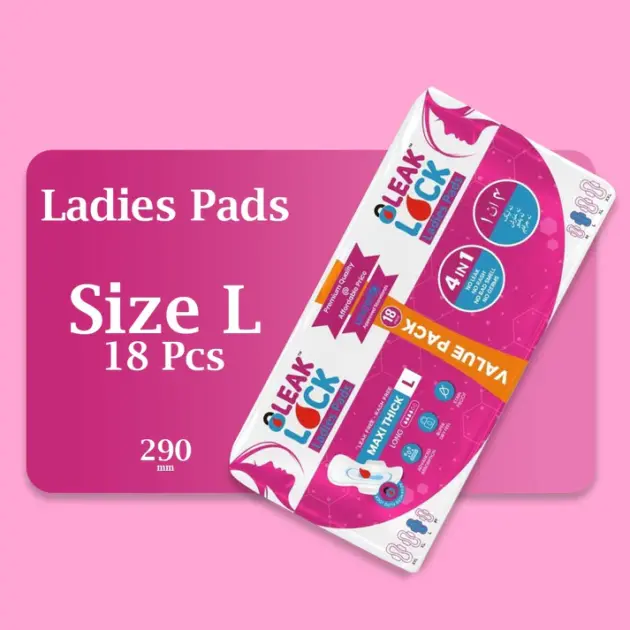 LEAK LOCK LADIES PADS (L). 18 PCS